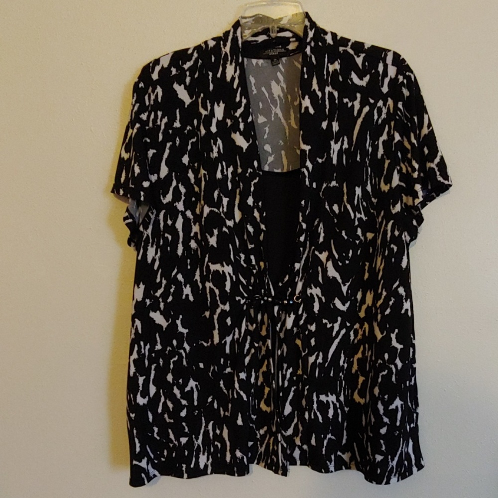 Notations Black and White Print Blouse Size 3X